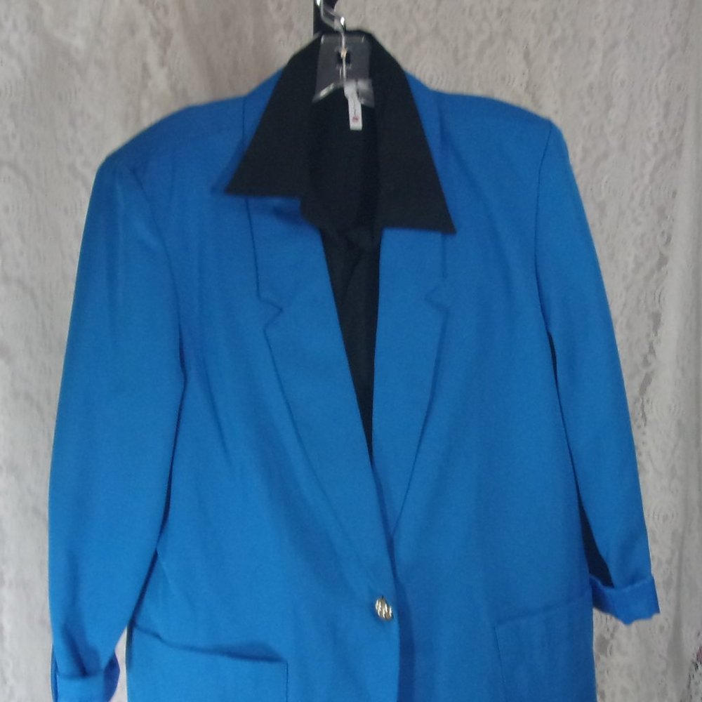Vintage Requirements Career Boyfriend Jacket Bright Blue Size 14